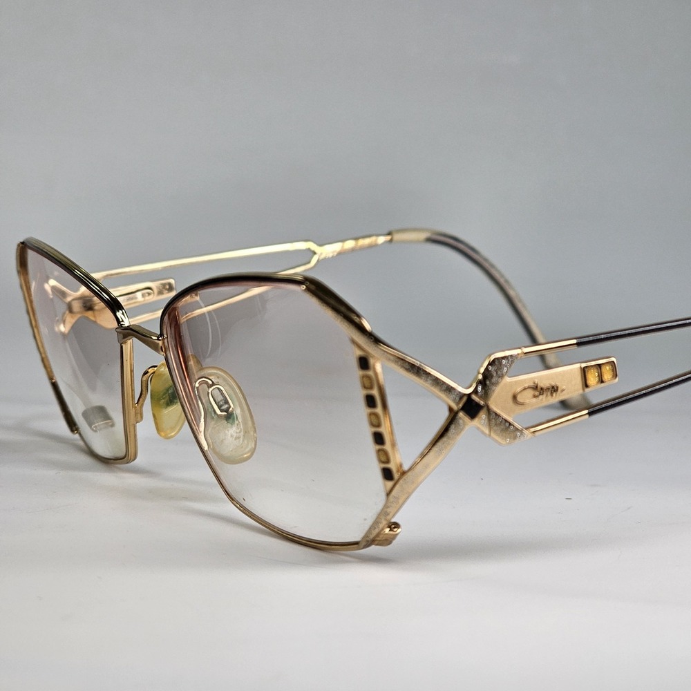 Vintage CAZAL EYEGLASS Womens Gold Hexagonal FRAMES ONLY Gold Sparkle Stones